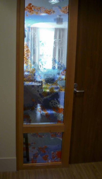 Deur in Woongebouw Huizen met geprint glas