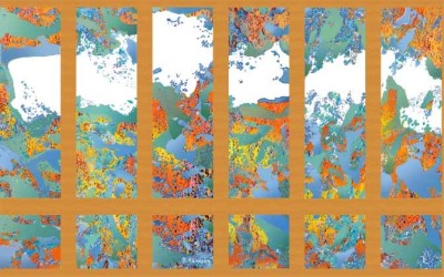 2e ontwerp glasramen Woongebouw Huizen - thema Hemel (Barbara Nanning)